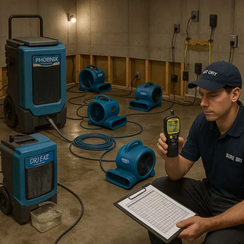 Structural Drying and Dehumidification process in McRae, GA